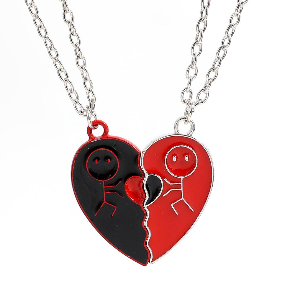 New Couple Necklace Creative Magnet Buckle Men's and Women's Pendant Set Heart-shaped Love Letter Necklace