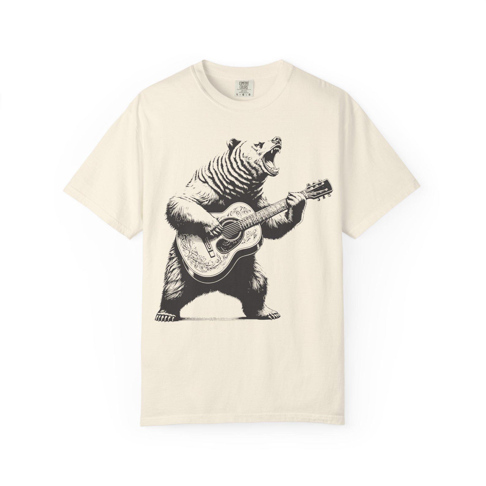 Funny Bear Guitar T-Shirt: Music & Nature Lover Graphic Tee M