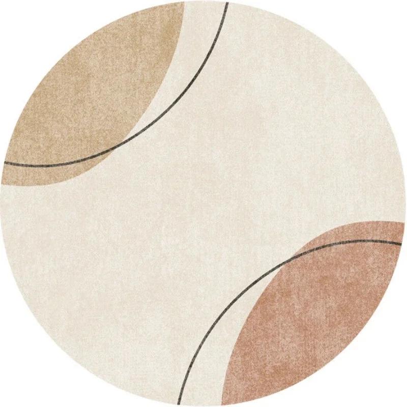 Modern Abstract Geometric Pattern Print Round Carpet Ins Style Rug for Living Room Sofa Coffee Table Decor Non-slip Floor Mat