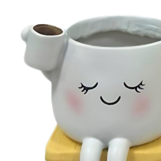 DYS Rocking Chair Plant Pot, Cute Smiling Face Planter, Resin Flowerpot with Drainage Hole for Succulents Indoor Plants