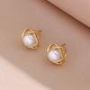 New Vintage Pearl Pendant Necklaces Earrings For Women Female Daily Wear Stainless Steel Jewelry Set Girls Party Gift