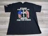Trump Patriotic T-Shirt Stand For Flag Kneel For Cross Tribal Wings Black Sz L