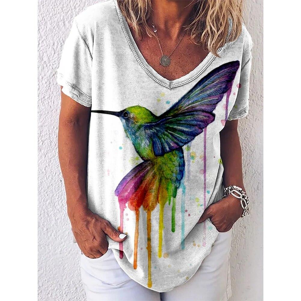 Sweater Womens Harajuku Tshirt Bird Funny Tee Summer Loose Short Sleeve Top T Shirt For Female Casual Fashion Vintage Clothing