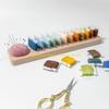 92MF Wooden Thread Rack Thread Plate Holder Organiser with Sewing Pins Holder for Embroidery Thread Quilting and Sewing Pins