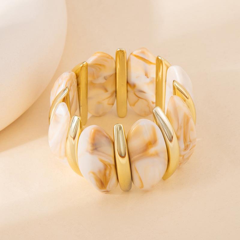 Color Smudged Acrylic Splicing Beaded Elastic Bracelet Exaggerated Bracelet Personalized High-End Jewelry