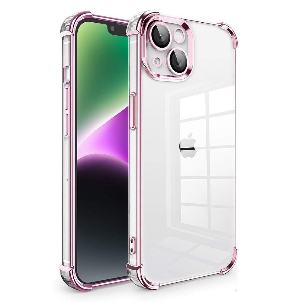 For iPhone 13 TPU Case Electroplated Edge Phone Cover with PVC Lens Film