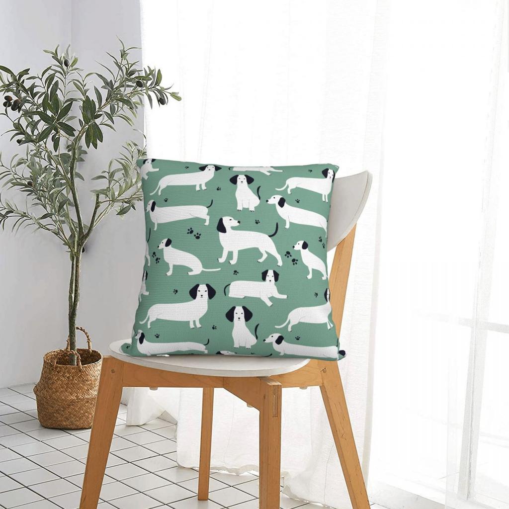 Cute White German Badger Dog Dachshund Pillowcase Cushion Cover Decoration Gift for Animal Dogs Lover Pillow Case Cover Sofa
