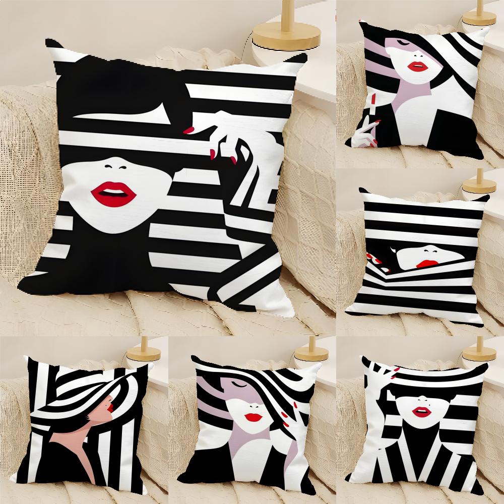 Minimalistischer Illustrator Malika Favre Kissenbezug Naturleinen Beidseitiger Druck Sofa Heimdeko Kissenhülle