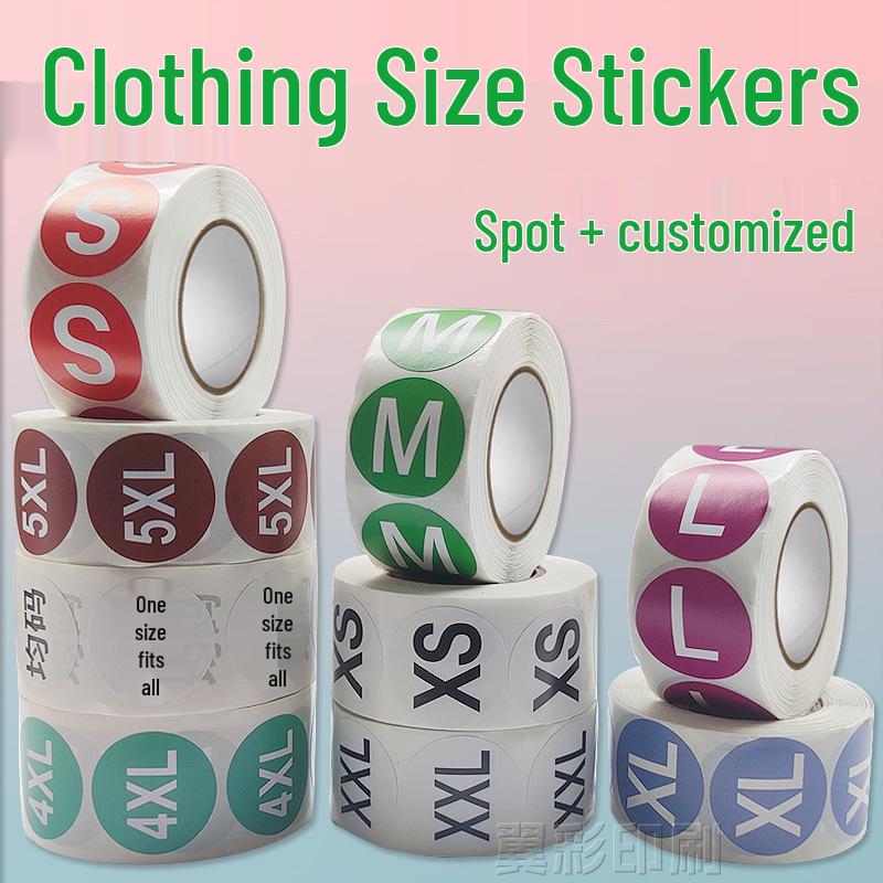 Univerzální velikost oblečení Kulaté samolepky v roli - Samolepicí etikety na oblečení