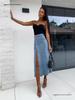 Women's High Waist Irregular Slit Denim Skirt - Sexy Slim Fit, Hip-Hugging
