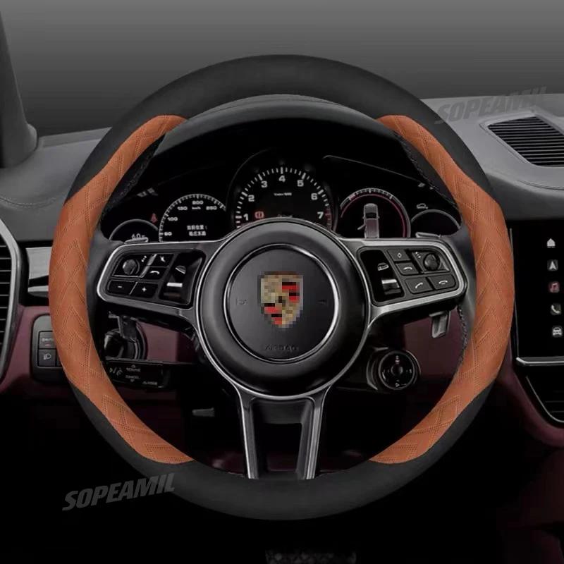 DFRG8 Auto Logo Stuurwielhoes Voor Porsche Cayenne Panamera Macan Taycan 718 911 997 987 Boxste Automotive Interieur Accessoires