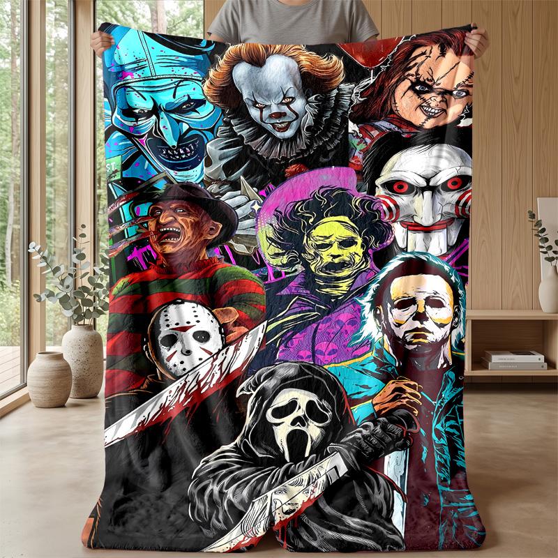 Horror Theme Blanket Soft Flannel Blanket Plush Throw Blanket Cozy Sofa Bed Blanket for Home Decor