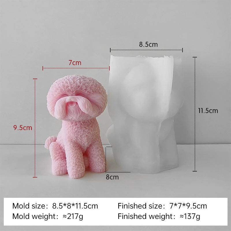 DIY Teddy Pet Dog Silicone Mold Handmade Aroma Candle Plaster Resin Puppy Ornament Molds Soy Wax Candle Making Supplies