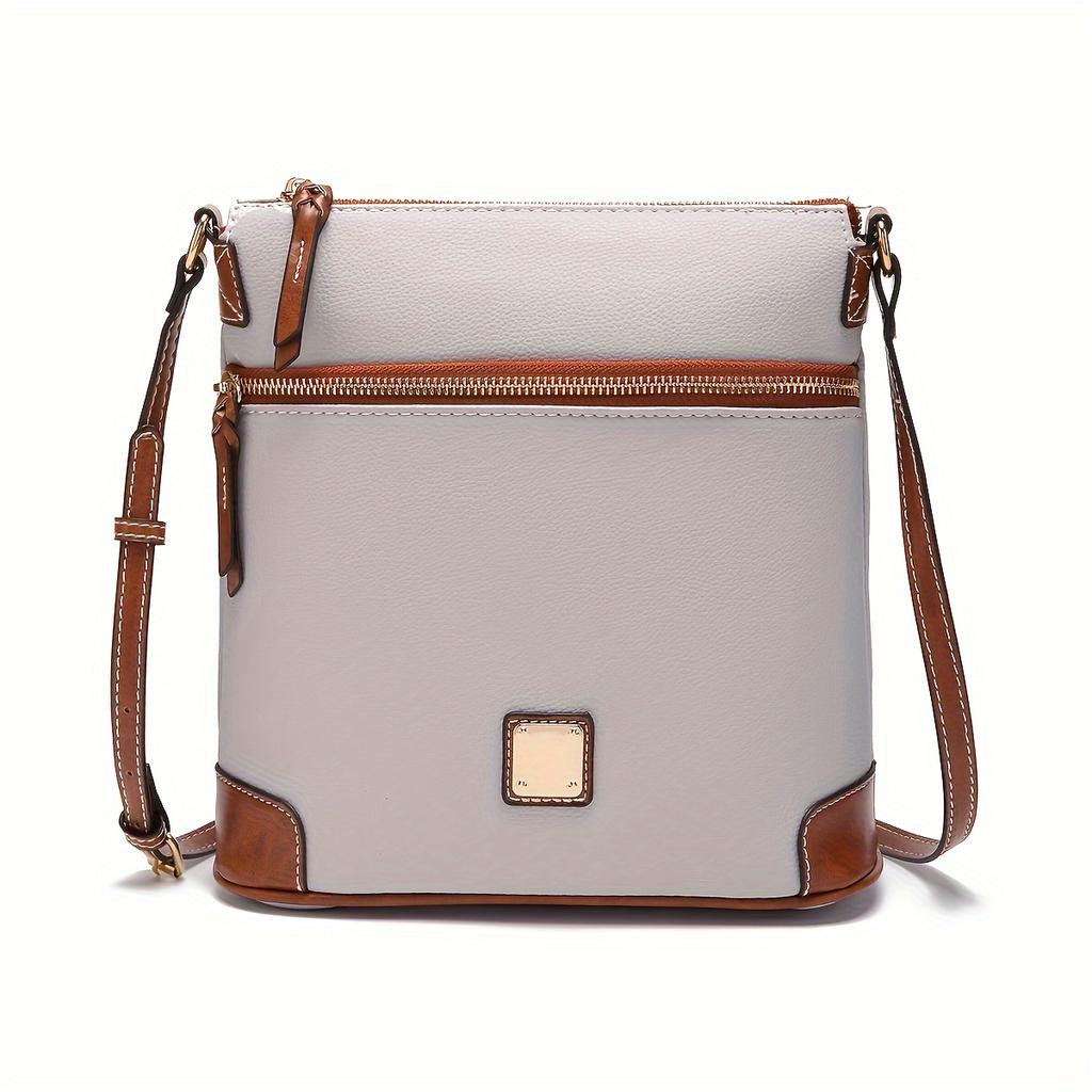 Retro Messenger Bag For Women, Simple Vegan Leather Purse, Classic Style Shoulder Bag