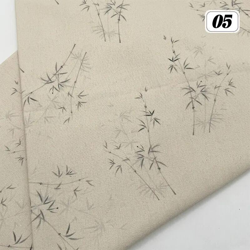 Bomull Linne Tyg Kinesisk Stil Retro Tryckt Klänning Hanfu Sömnad Hantverk DIY Cheongsam Klänning Hanfu Sömnadstyg Kläder Försörjning