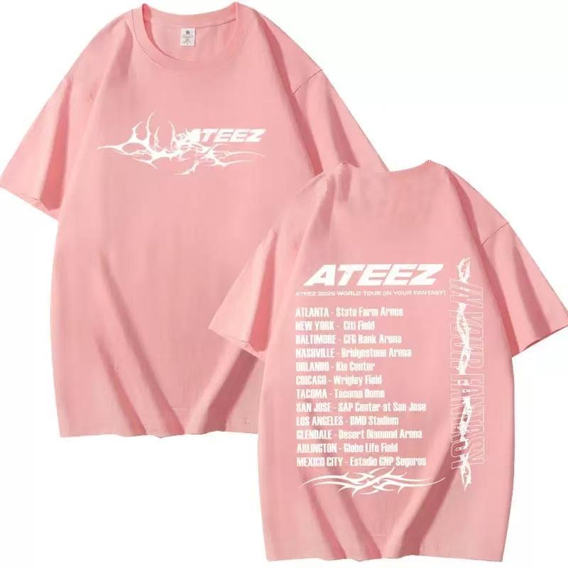 Ateez Album 2025 The World Tour 100Cotton In Your Fantasy Fan Support Print Tshirt Women Unisex Clothes Y2K Short Sleeve Tee Tops