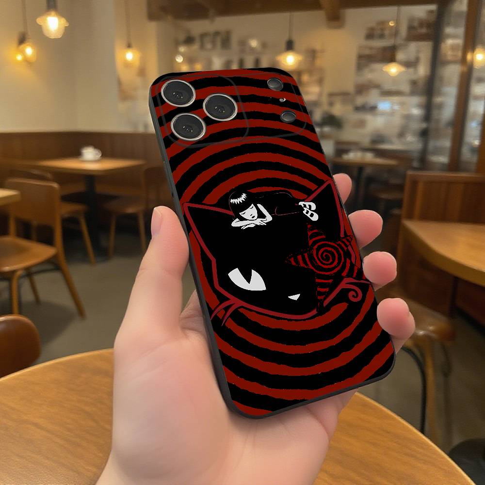 

E-Emily The Strange Phone Case For iPhone 17,16,15,14,13,12,11,Pro,Max,Plus Black Shockproof Soft Cover iPhone15promax
