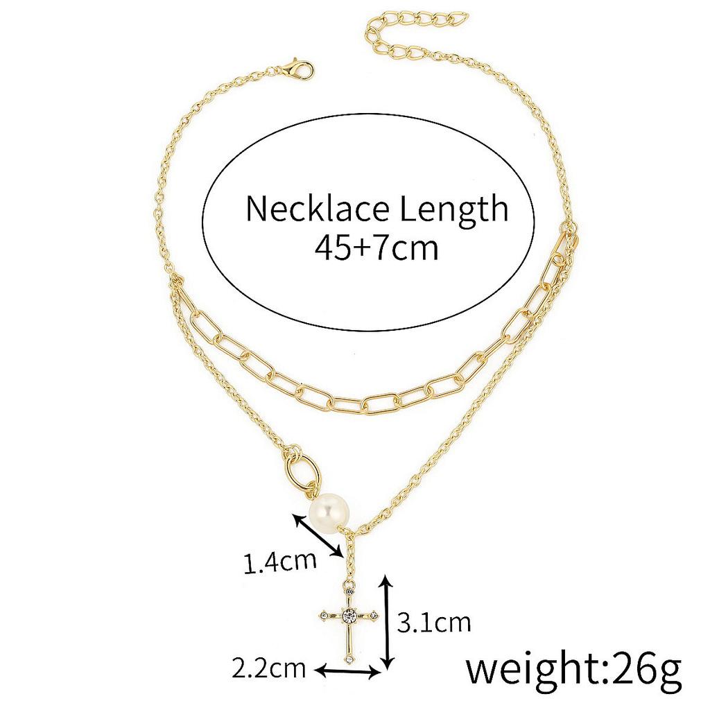 Naszyjnik dla Kobiet Łańcuszek na obojczyk Naszyjnik z Krzyżykiem Design Sens Minimalistyczny Wielowarstwowy Naszyjnik z Krzyżykiem Piękny Elegancki Naszyjnik dla Niej