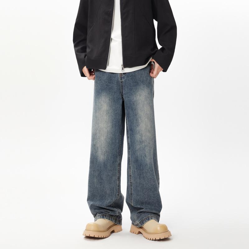 

Мужские универсальные прямые свободные уличные крутые повседневные ретро синие джинсы 2XL