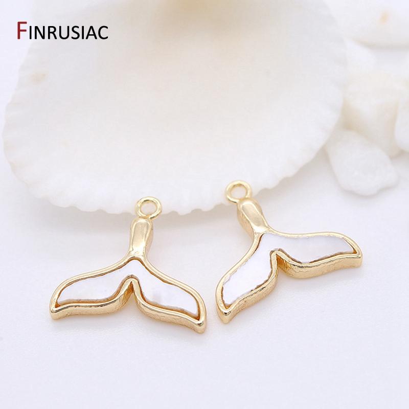 14K Gold Plated Brass Small Cute Mermaid Whale Tail Charm Pendant For Jewelry Making DIY Bracelets Necklace Earring Findings
