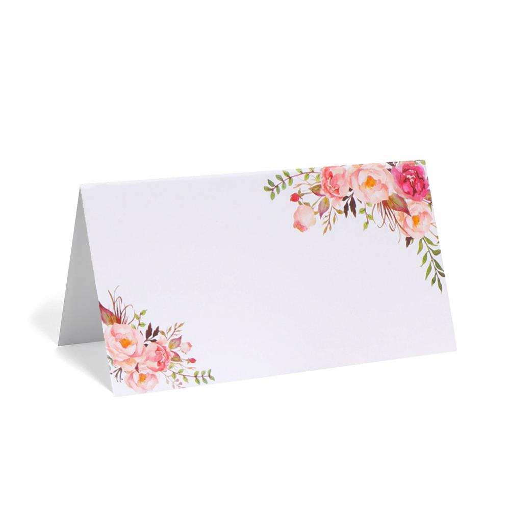 25Pcs Double-Sided Floral Place Cards, Printed Name Table Number Cards for Wedding, Birthday Party & Greeting Cards