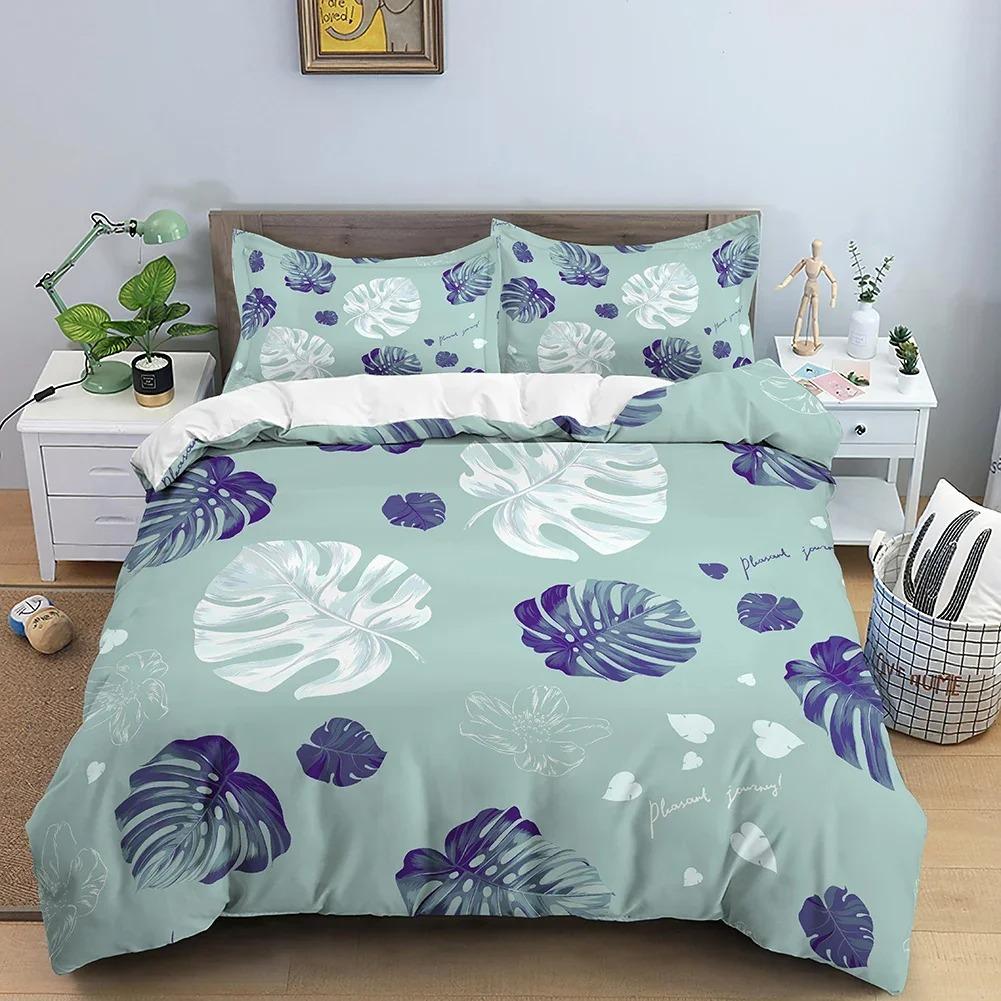 Leaves Duvet Cover Set 3D Flower Printed Bedding Set Comforter Cover With Pillowcase Single Twin King Queen Bedclothes