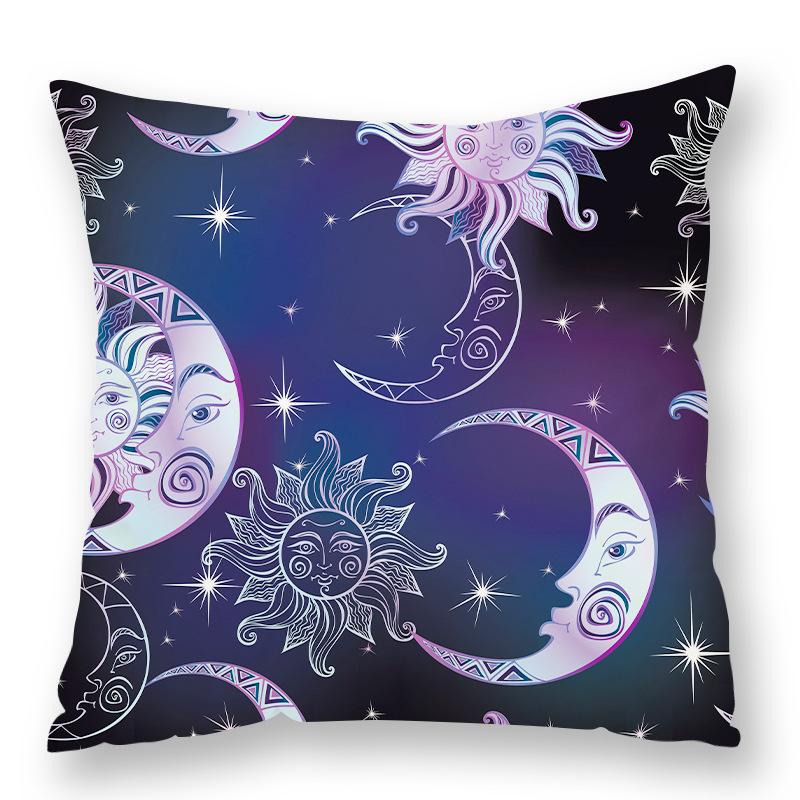 Abstract Star Moon Plush Pillow Cover Constellation Compass Totem Yoga Digital Printed Backrest Set Premium Durable