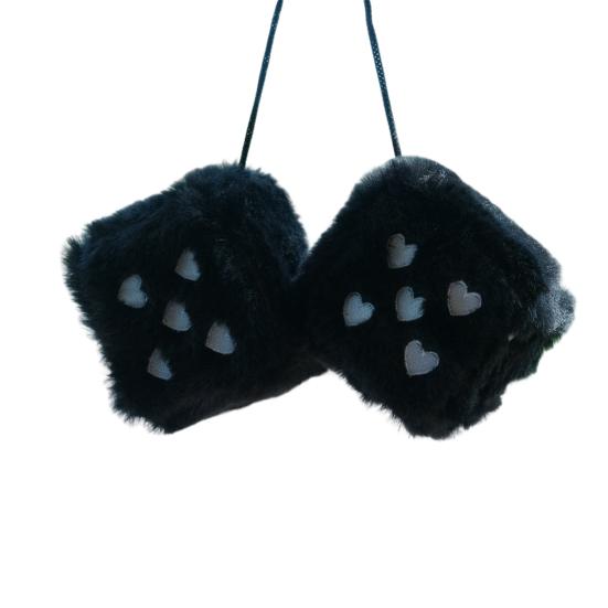 Plüsch-Würfel-Anhänger mit herzförmigen Punkten, zum Aufhängen, Würfel-Dekoration, weich, flauschig
