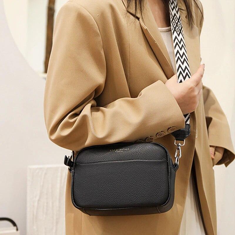 Genuine Handbag For Women Crossbody Bag For Daily Commute Multi Compartment Zipper Shoulder Bag