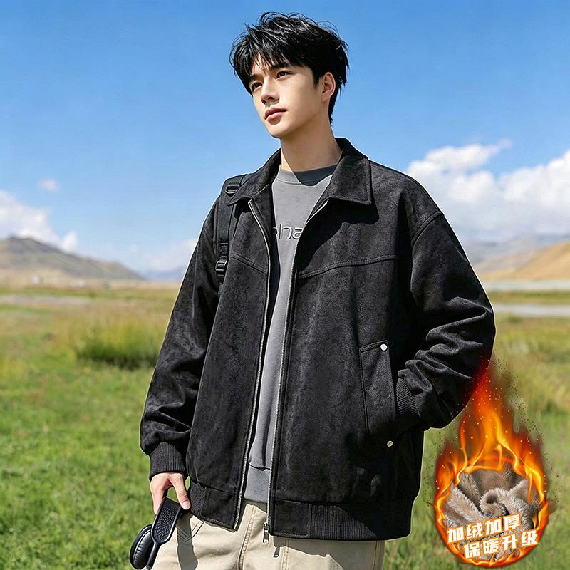 Men S Pu Leather Fleece Lined Warm Casual Jacket