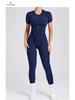 European & American 3D Backless Short Sleeve Jumpsuit - Autumn/Winter Yoga Activewear