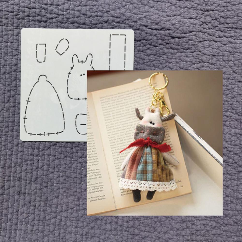 Cute Animals Patchwork PET Template DIY Handmade Keychain Stencils For Hangings Cat Couple Doll Quilting Patterns Making Crafts
