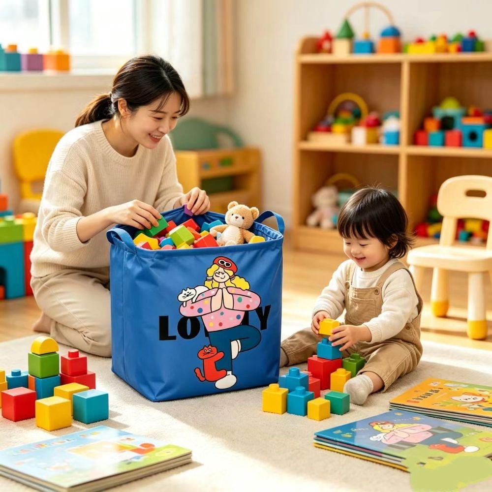 Waterproof Foldable Storage Basket Cartoon Print Car Trunk Organizer New Laundry Hamper Home