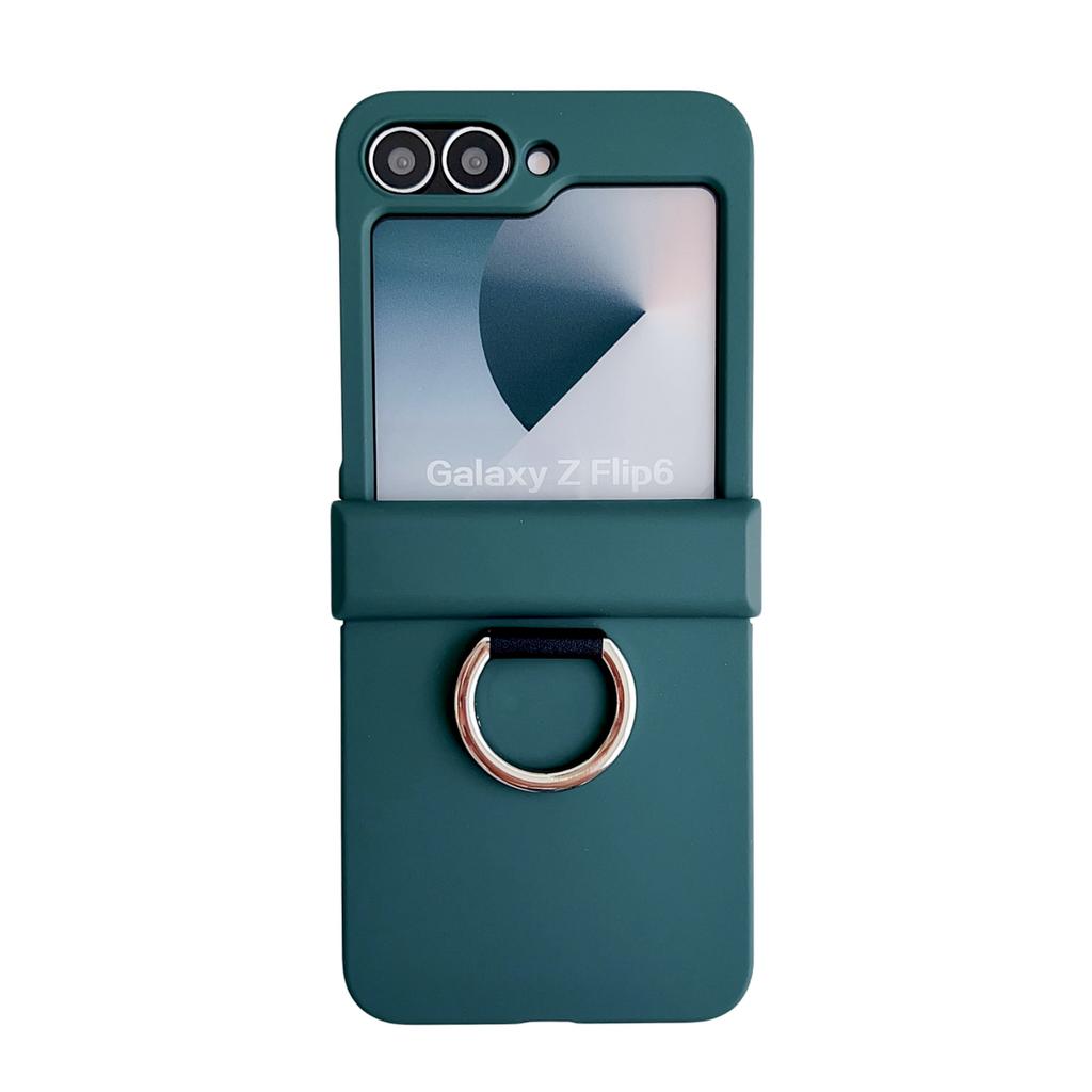 Colorful Matte With Grip Ring Case For Samsung Galaxy Z Flip 6 5 4 3 ZFlip6 ZFlip5 Finger Buckle Solid Color Shockproof Cover