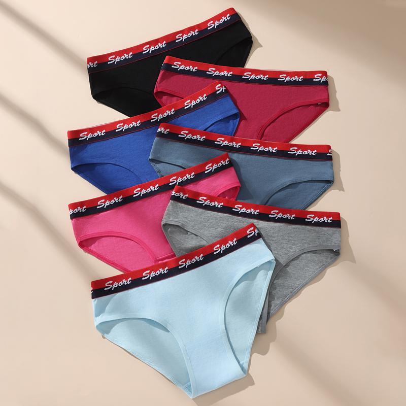 

7 шт. Женские трусики Дышащее нижнее белье Мягкий хлопок Девичьи трусики С низкой посадкой Трусики Спортивные девичьи брифы Сексуальное женское белье L разноцветный