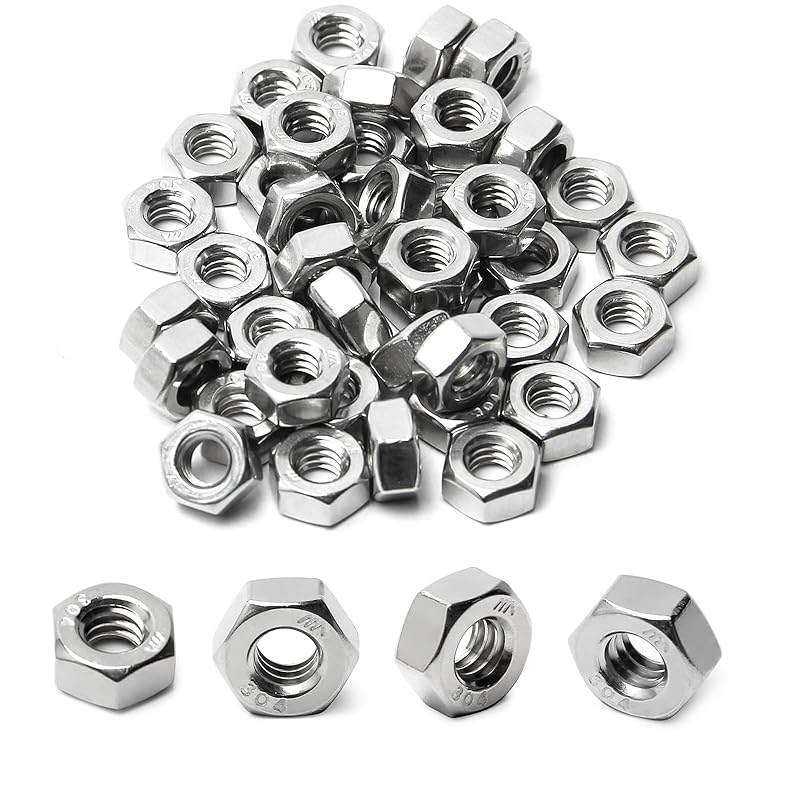 100pcs M4-0.7 Hex Nut, 304 Stainless Steel, M4 X 0.7mm Tiny Nuts Fasteners, Hex Drive, Metric, Right Hand, Small Replacement Nut