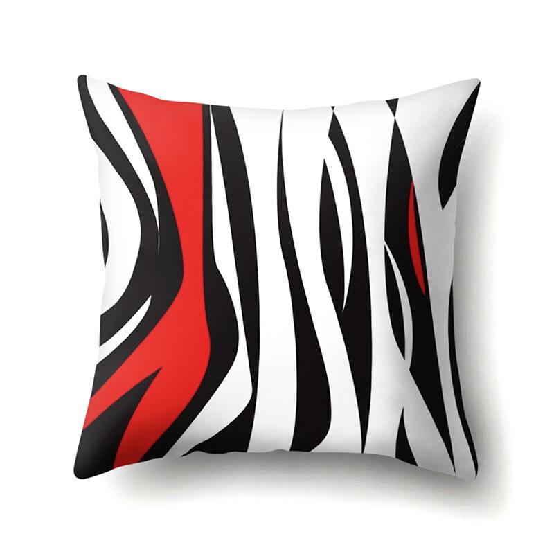 Polyester Pillow Case Car Black and Red Geometric Circle Lines Decorative Home Print Pillow Bedside Cushion Cover