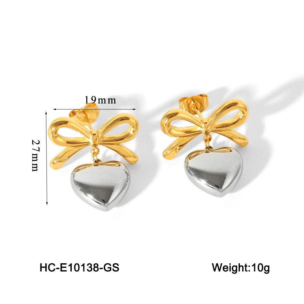 Fashion Butterfly Heart Earrings For Women Gold Elegant Versatile Hypoallergenic Fade Resistant