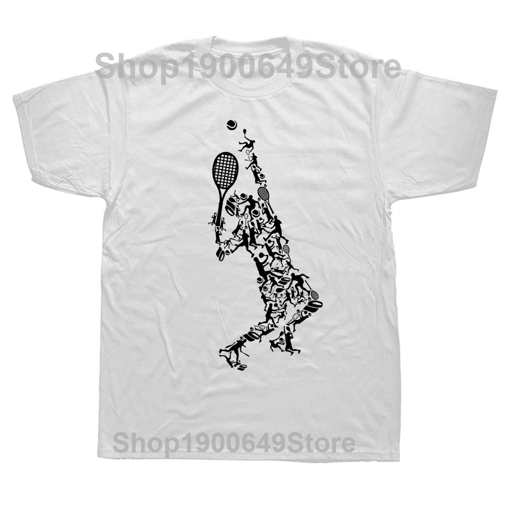 Funny Tennis T Shirt Player Positions Balls Racket In Drawing Streetwear Short Sleeve Birthday Gifts Summer Style Tshirt Men