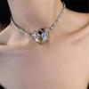 Elegant Heart-Shaped Diamond-Studded Choker: Trendy, Textured Luxury Necklace for a Chic Look