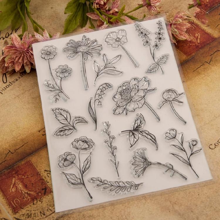 Flower-Leaves Transparent Stamp Seal Flower Clear Stamps DIY Cards Album-Decor
