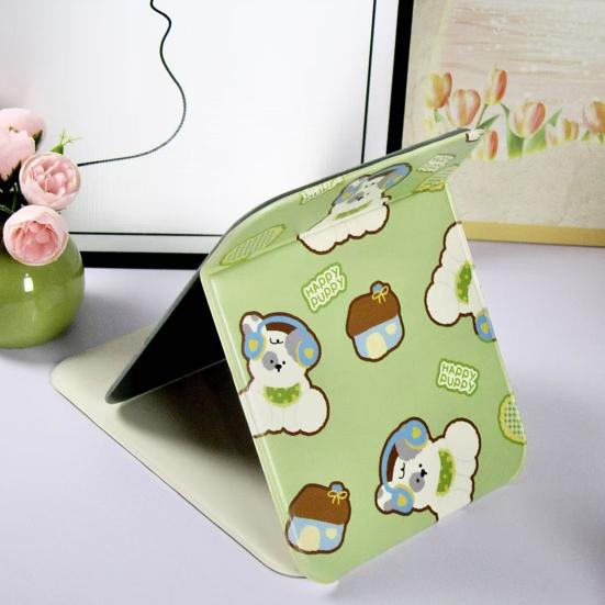 Cartoon Puppy Folding Makeup Mirror Portable Travel Home Bedroom Desk Vanity Mirror High Clarity Men Women Pocket Cosmetic Mirror