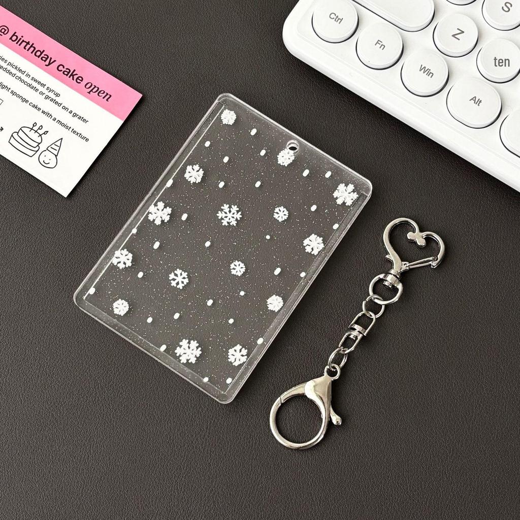 Colorful Snowflake Glitter Acrylic ID Card Holder Sleeve