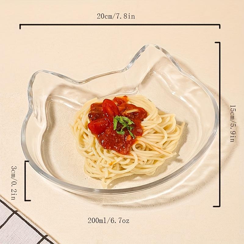 

Cute Cat Head Plate Home Transparent Tempered Glass Dessert Dish Set Resistant Kitchen Tableware for Fruit Noodle Sushi Gifts