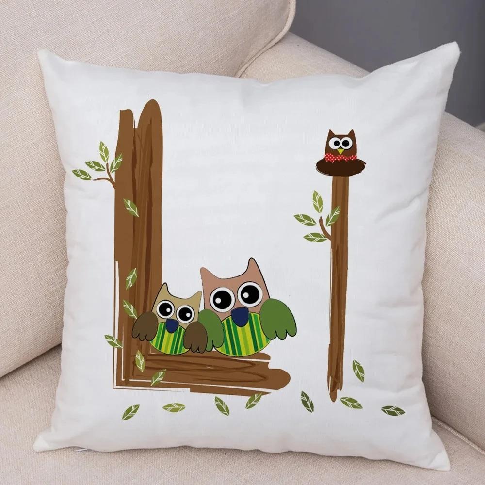 Owl Letter Decorative Pillowcase Car Ornaments Office Living Room Sofa Home Pillowcase