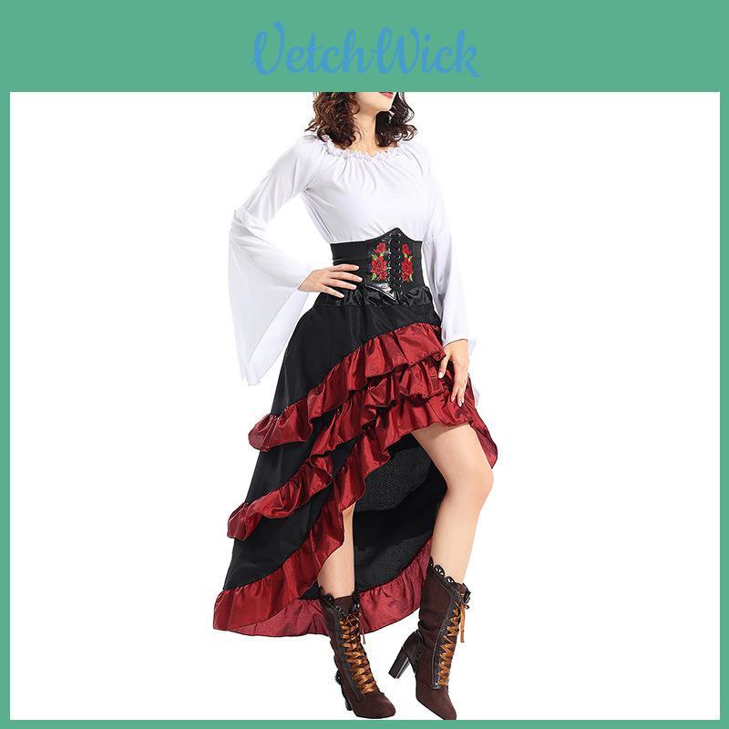Medieval Pirate Queen Cosplay Costume With Polyester Fabric For Halloween Parties