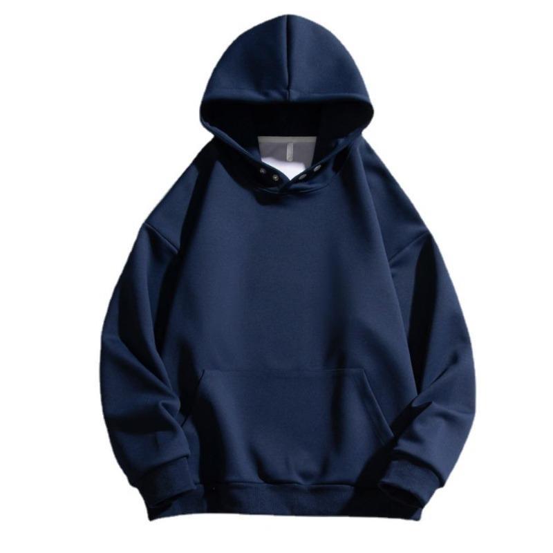 Men Fashion Tops Hooded Sweaters Spring and Autumn Men Long-sleeved Loose Hoodies Fashion Men Solid Color Tops