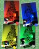 Christmas Tree Color Wheel E27 LED Light with Timer, Quiet Motor, Silver Tinsel Decor, Retro Holiday Gift