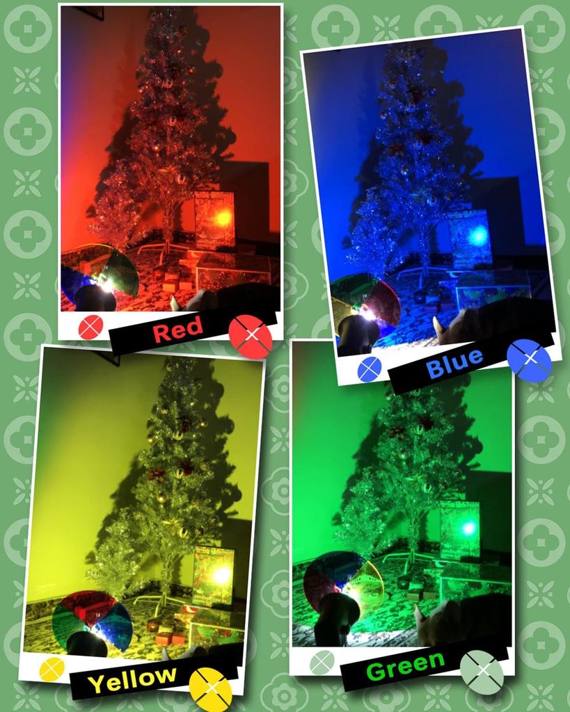 Christmas Tree Color Wheel E27 LED Light with Timer, Quiet Motor, Silver Tinsel Decor, Retro Holiday Gift
