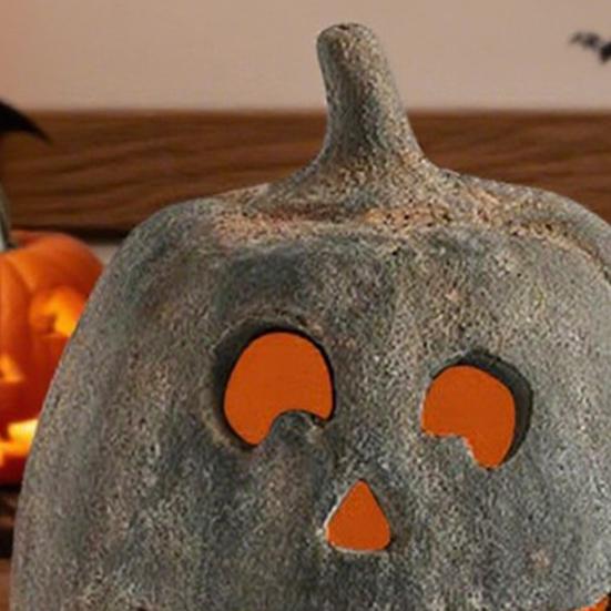 Hollow Pumpkin Ornament Halloween Jack O' Lantern Fall Decor Farmhouse Table Centerpiece for Home Festival Porch Mantel Room Decoration